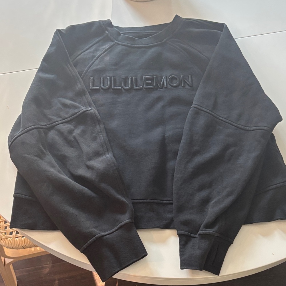 Lululemon Black Embossed Logo Scuba Crewneck Sweatshirt